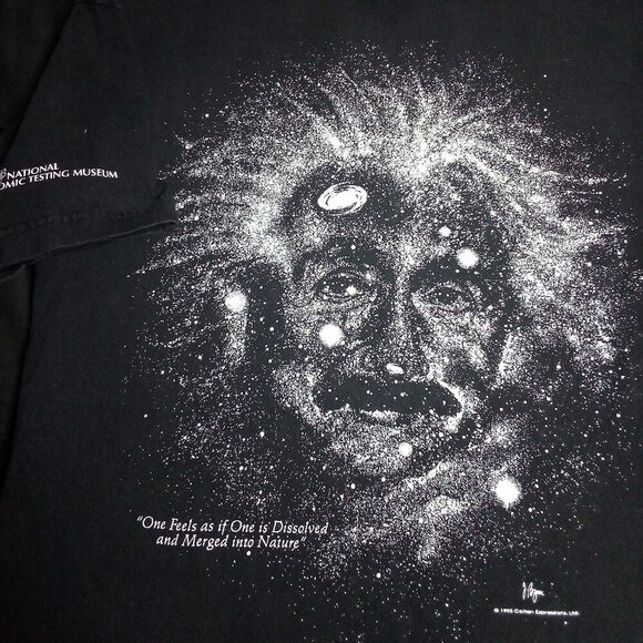 Vintage Albert Einstein Outer Space Stars Portrait T-Shirt - Picture 1 of 6